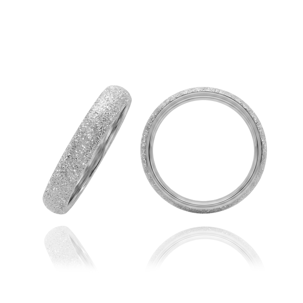 14K White Gold Domed Wedding Bands with Optional Engraving  (4.0 mm)