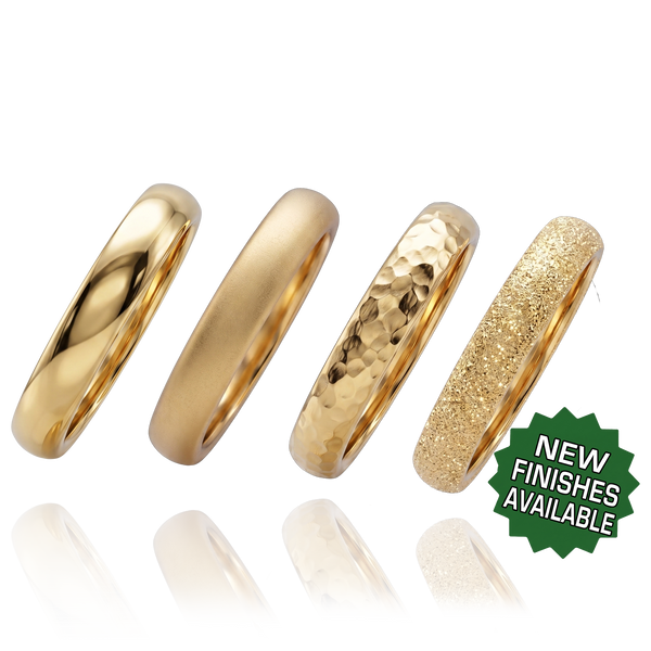 14K Yellow Gold Domed Wedding Bands with Optional Engraving  (4.0 mm)