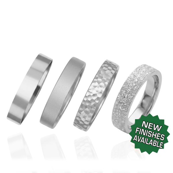 Sterling Silver Flat Wedding Bands with Optional Engraving  (4.0 mm)