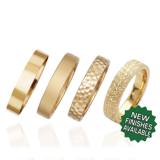 14K Yellow Gold Flat Wedding Bands with Optional Engraving  (4.0 mm)