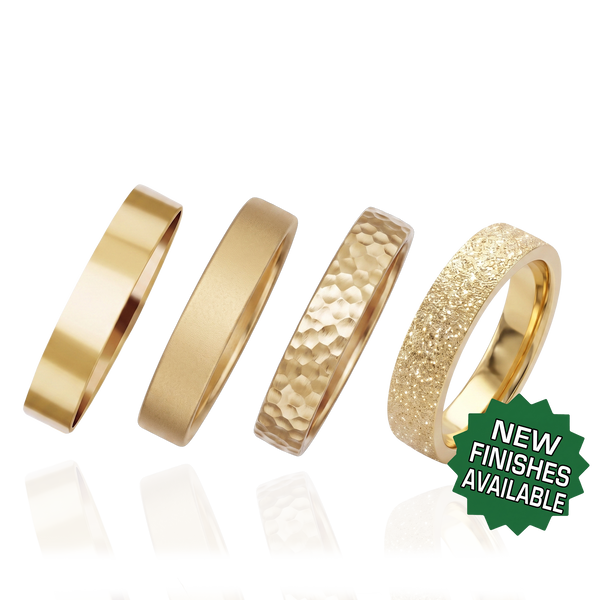 14K Yellow Gold Flat Wedding Bands with Optional Engraving  (4.0 mm)
