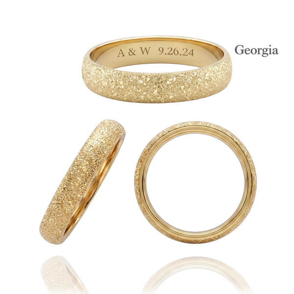 14K Yellow Gold Domed Wedding Bands with Optional Engraving  (4.0 mm)