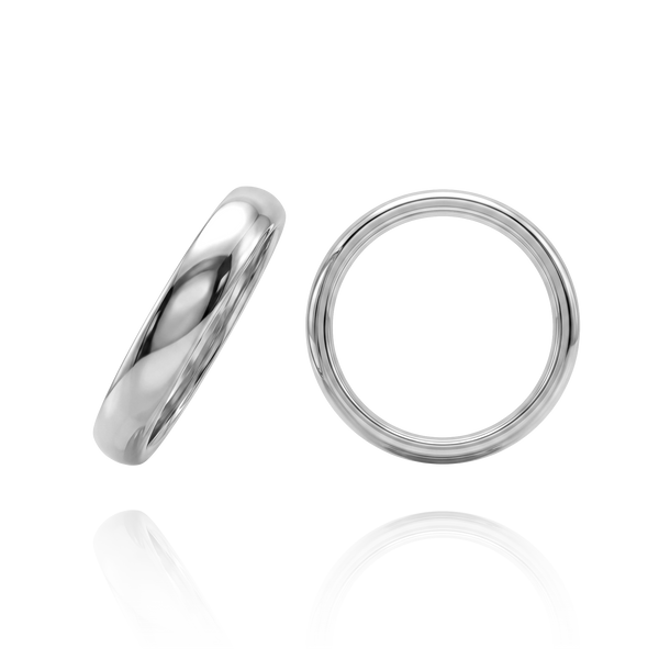 14K White Gold Domed Wedding Bands (2.0 mm - 6.0 mm)