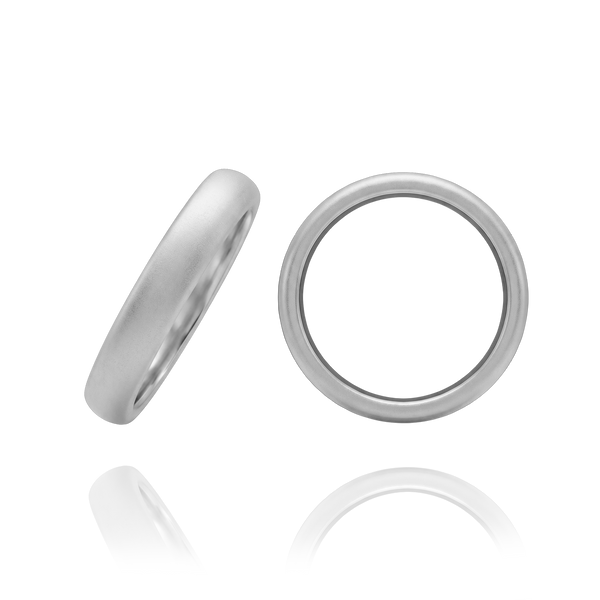 14K White Gold Domed Wedding Bands with Optional Engraving  (4.0 mm)