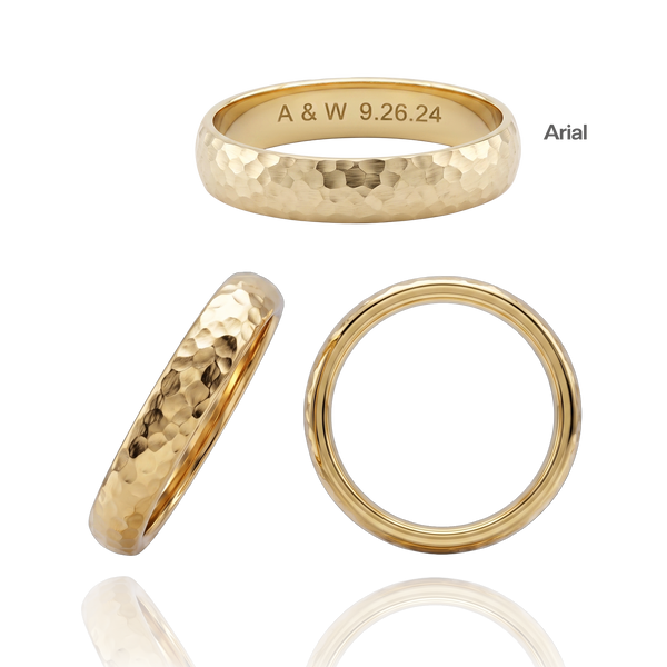 14K Yellow Gold Domed Wedding Bands with Optional Engraving  (4.0 mm)