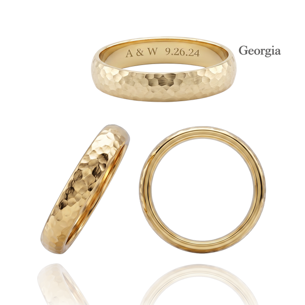 14K Yellow Gold Domed Wedding Bands with Optional Engraving  (4.0 mm)