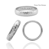 14K White Gold Domed Wedding Bands with Optional Engraving  (4.0 mm)