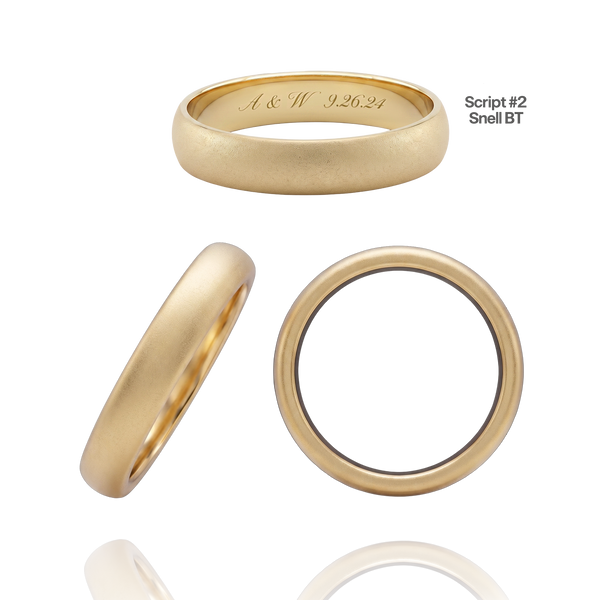 14K Yellow Gold Domed Wedding Bands with Optional Engraving  (4.0 mm)