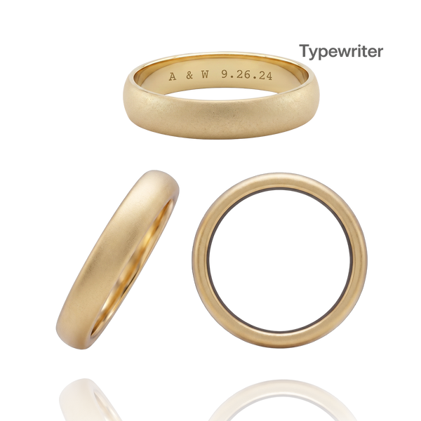 14K Yellow Gold Domed Wedding Bands with Optional Engraving  (4.0 mm)