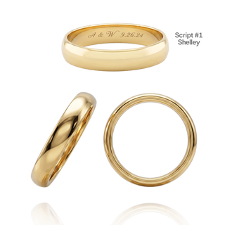 14K Yellow Gold Domed Wedding Bands with Optional Engraving  (4.0 mm)