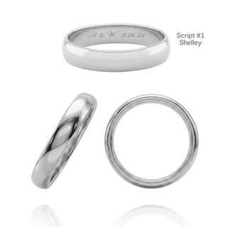 Sterling Silver Comfort Fit Wedding Bands with Optional Engraving  (4.0 mm)