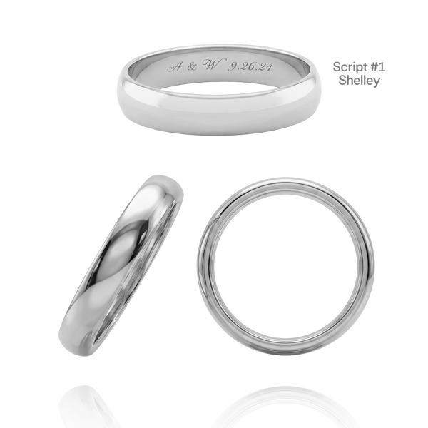 Sterling Silver Comfort Fit Wedding Bands with Optional Engraving  (4.0 mm)