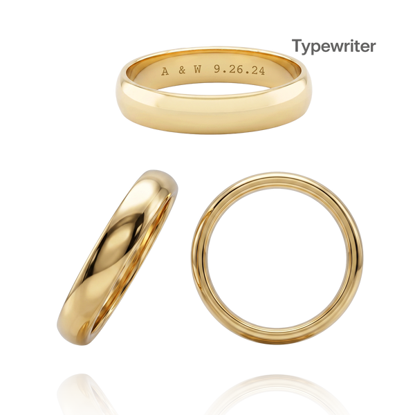 14K Yellow Gold Domed Wedding Bands with Optional Engraving  (4.0 mm)