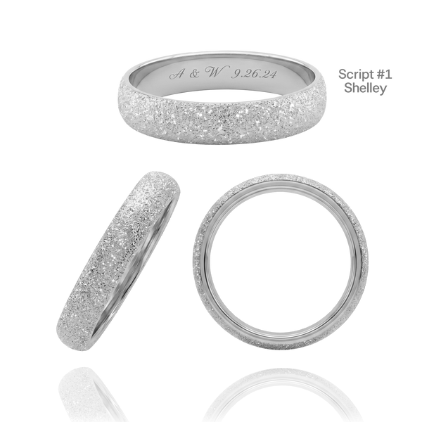 14K White Gold Domed Wedding Bands with Optional Engraving  (4.0 mm)