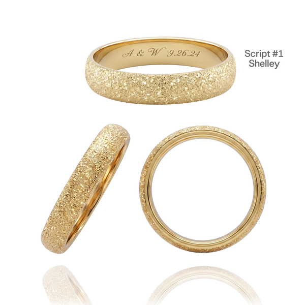 14K Yellow Gold Domed Wedding Bands with Optional Engraving  (4.0 mm)