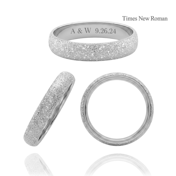 14K White Gold Domed Wedding Bands with Optional Engraving  (4.0 mm)