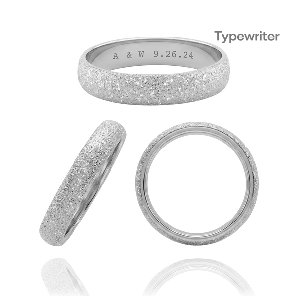 14K White Gold Domed Wedding Bands with Optional Engraving  (4.0 mm)