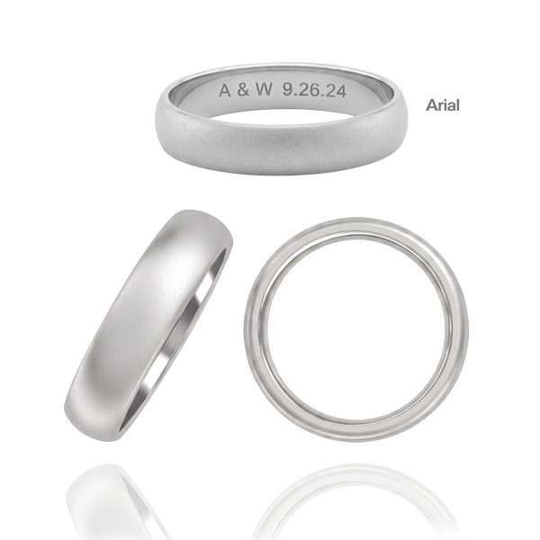 Sterling Silver Comfort Fit Wedding Bands with Optional Engraving  (5.0 mm)