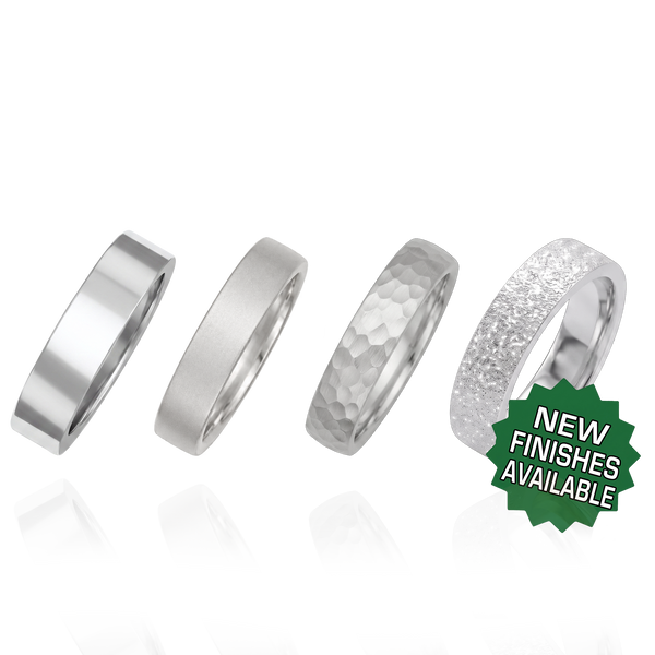 Sterling Silver Flat Wedding Bands with Optional Engraving  (5.0 mm)