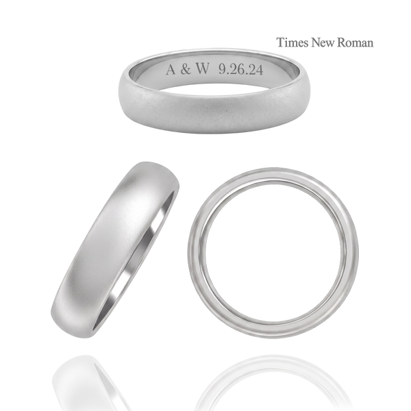 Sterling Silver Comfort Fit Wedding Bands with Optional Engraving  (5.0 mm)
