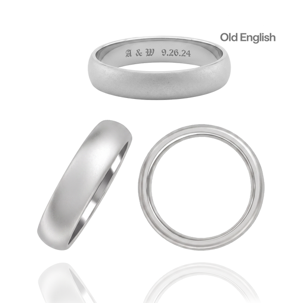 Sterling Silver Comfort Fit Wedding Bands with Optional Engraving  (5.0 mm)