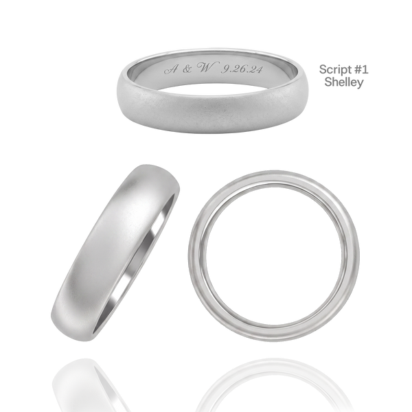 Sterling Silver Comfort Fit Wedding Bands with Optional Engraving  (5.0 mm)