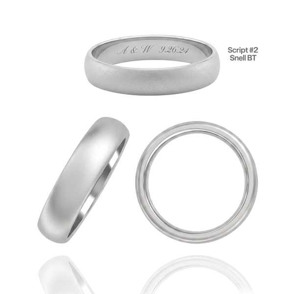 Sterling Silver Comfort Fit Wedding Bands with Optional Engraving  (5.0 mm)