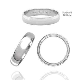 Sterling Silver Comfort Fit Wedding Bands with Optional Engraving  (5.0 mm)