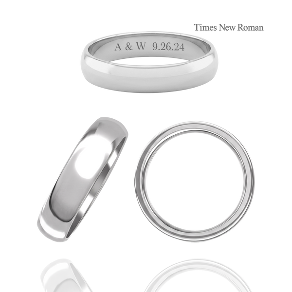 Sterling Silver Comfort Fit Wedding Bands with Optional Engraving  (5.0 mm)