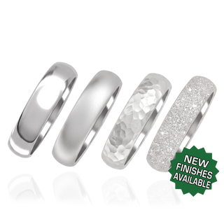 Sterling Silver Comfort Fit Wedding Bands with Optional Engraving  (5.0 mm)