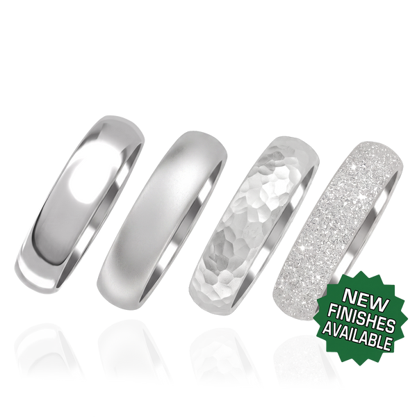 Sterling Silver Comfort Fit Wedding Bands with Optional Engraving  (5.0 mm)