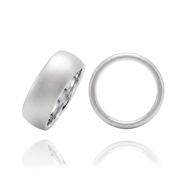 14K White Gold Domed Wedding Bands (2.0 mm - 6.0 mm)