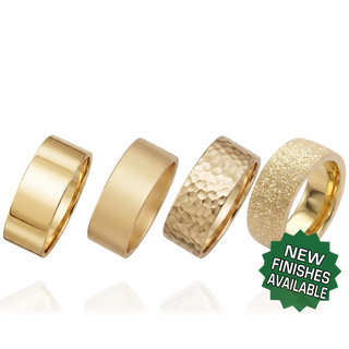 14K Yellow Gold Flat Wedding Bands with Optional Engraving  (6.0 mm)