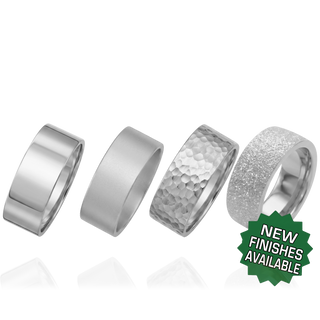 14K White Gold Flat Wedding Bands with Optional Engraving  (6.0 mm)
