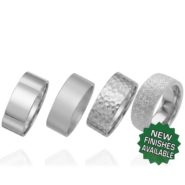 14K White Gold Flat Wedding Bands with Optional Engraving  (6.0 mm)