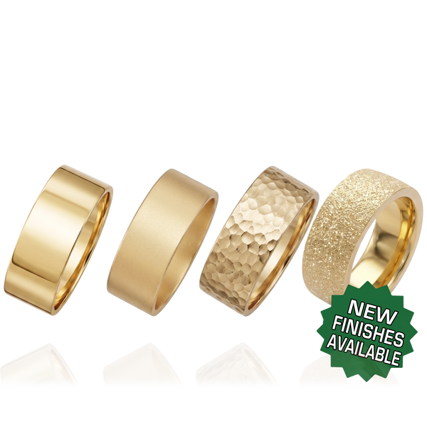 14K Yellow Gold Flat Wedding Bands with Optional Engraving  (6.0 mm)