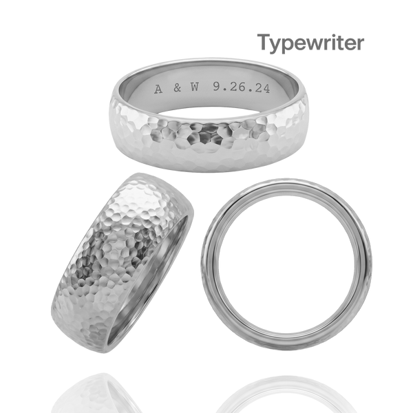 14K White Gold Domed Wedding Bands with Optional Engraving  (6.0 mm)