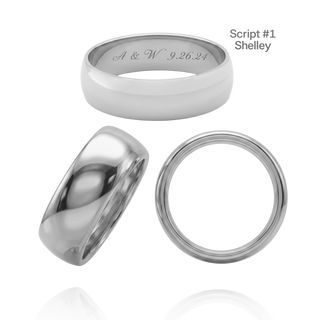 Sterling Silver Comfort Fit Wedding Bands with Optional Engraving  (6.0 mm)