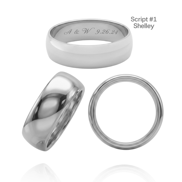 Sterling Silver Comfort Fit Wedding Bands with Optional Engraving  (6.0 mm)