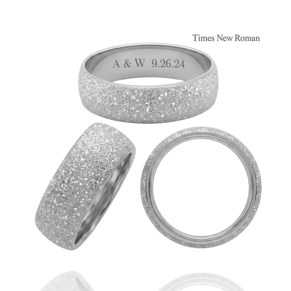 14K White Gold Domed Wedding Bands with Optional Engraving  (6.0 mm)