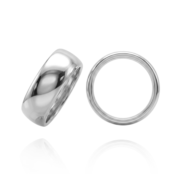 14K White Gold Domed Wedding Bands (2.0 mm - 6.0 mm)