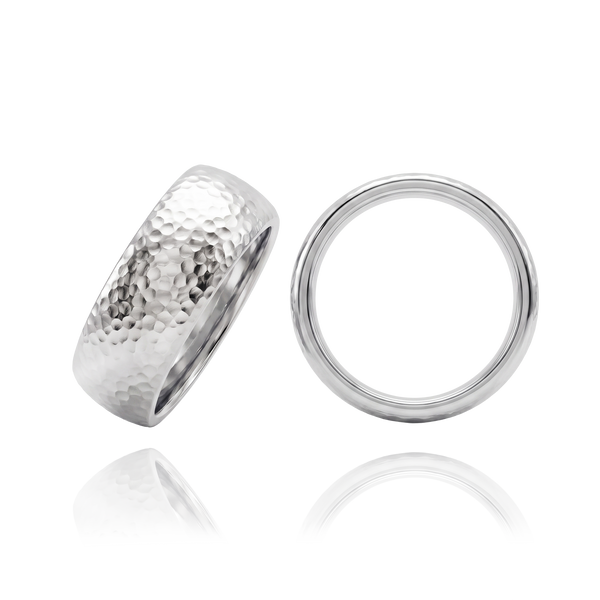 14K White Gold Domed Wedding Bands (2.0 mm - 6.0 mm)