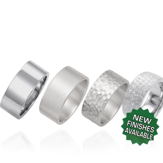 Sterling Silver Flat Wedding Bands with Optional Engraving  (8.0 mm)