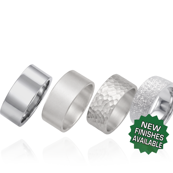 Sterling Silver Flat Wedding Bands with Optional Engraving  (8.0 mm)
