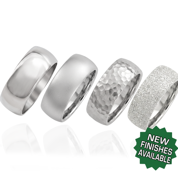 Sterling Silver Comfort Fit Wedding Bands with Optional Engraving  (8.0 mm)