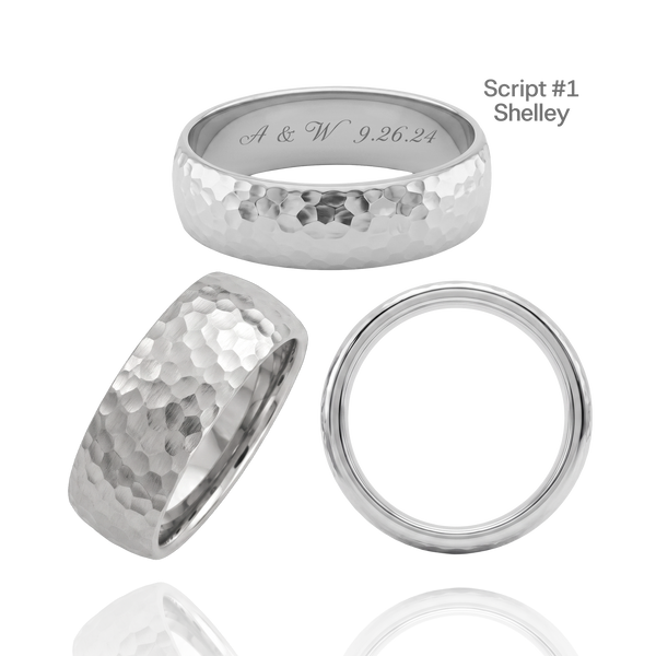 Sterling Silver Comfort Fit Wedding Bands with Optional Engraving  (8.0 mm)