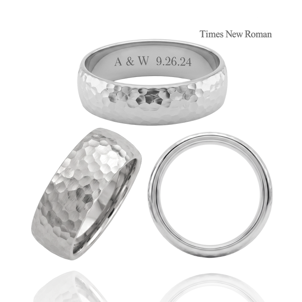 Sterling Silver Comfort Fit Wedding Bands with Optional Engraving  (8.0 mm)