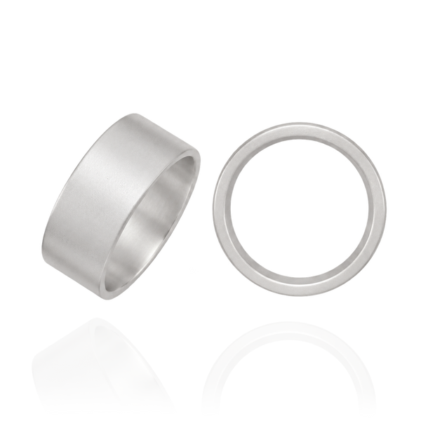 Sterling Silver Flat Wedding Bands with Optional Engraving  (8.0 mm)