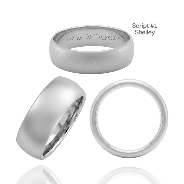 Sterling Silver Comfort Fit Wedding Bands with Optional Engraving  (8.0 mm)