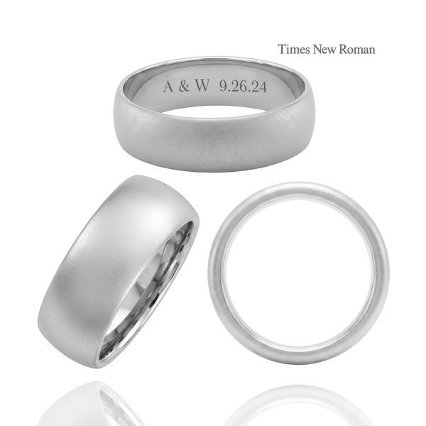 Sterling Silver Comfort Fit Wedding Bands with Optional Engraving  (8.0 mm)